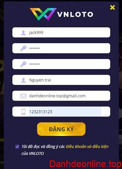 đăng ký tài khoản vnloto